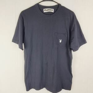 Playboy black pocket tee Size Small Embroidered logo short sleeve Retro Classic